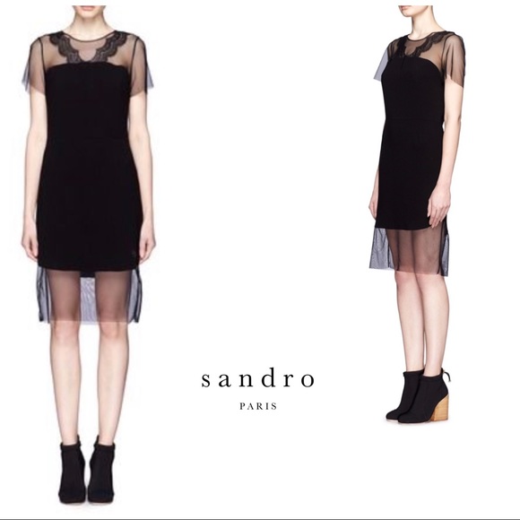 Sandro Dresses & Skirts - 🔥Sandro Trim Mesh Lace Panel Dress